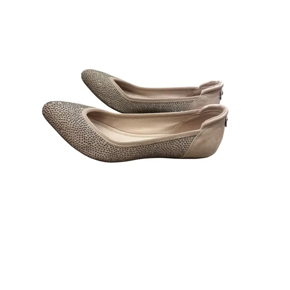 Anne Klein Blush Pink Rhinestone Pointy Toe Flat Sz 8